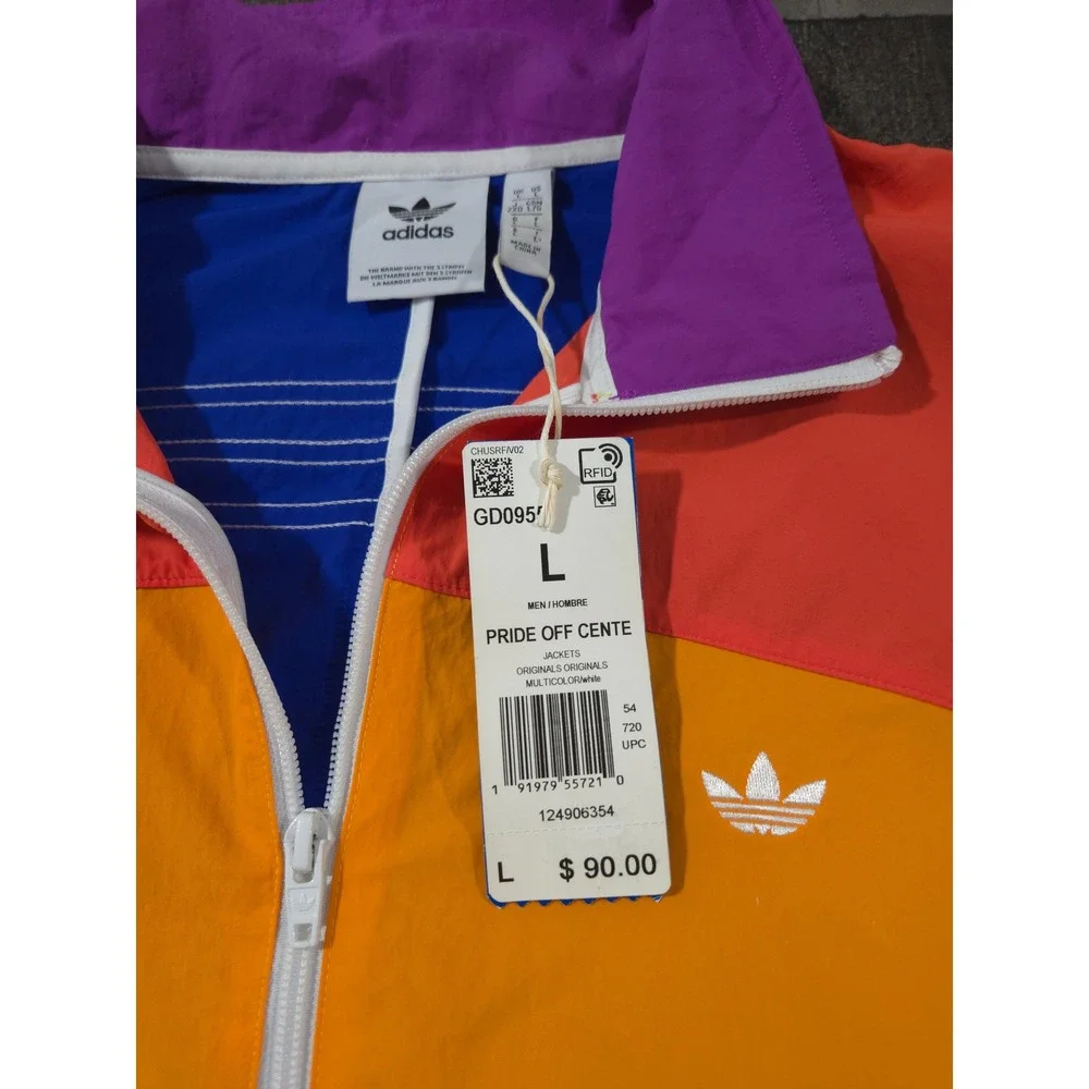 NWT Adidas Originals 2020 Pride Off Center Track Jacket Mens Large Rainbow 🌈